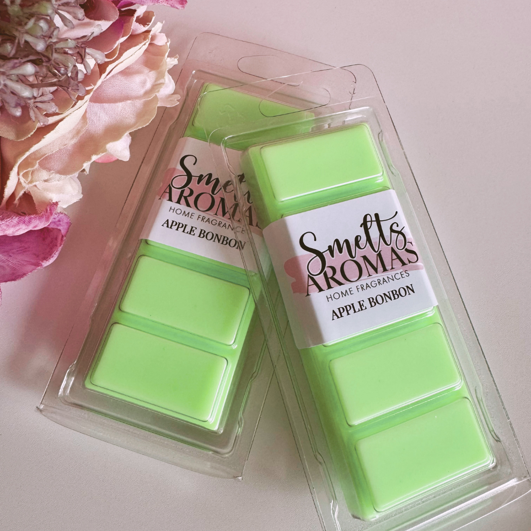 Apple Bonbon Wax Melt by Smelts Aromas – handmade fruity wax melt with green apple, citrus, and caramel candy fragrance for a sweet home scent.