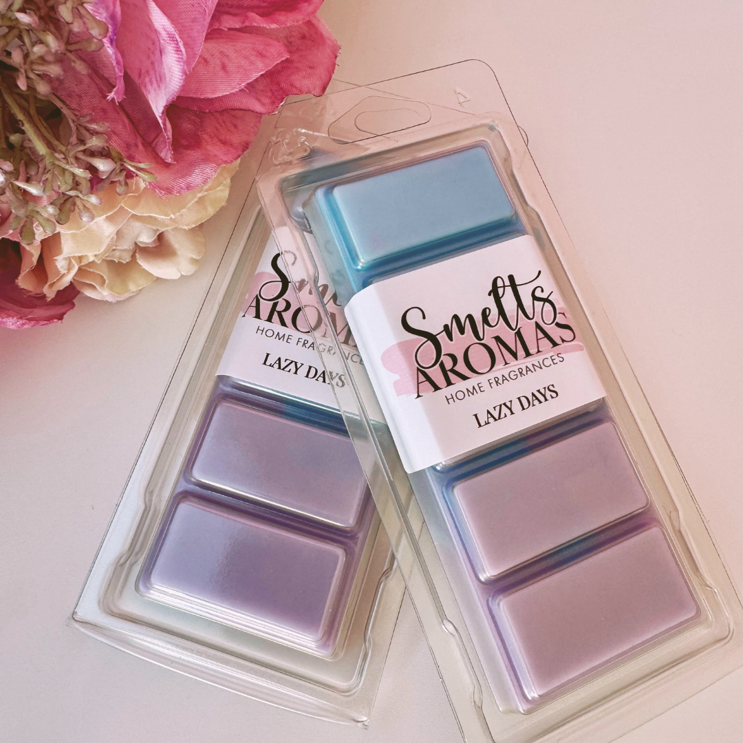 Lazy Days Wax Melt by Smelts Aromas – calming clean cotton, lavender, sweet pea and white musk scented wax melt.