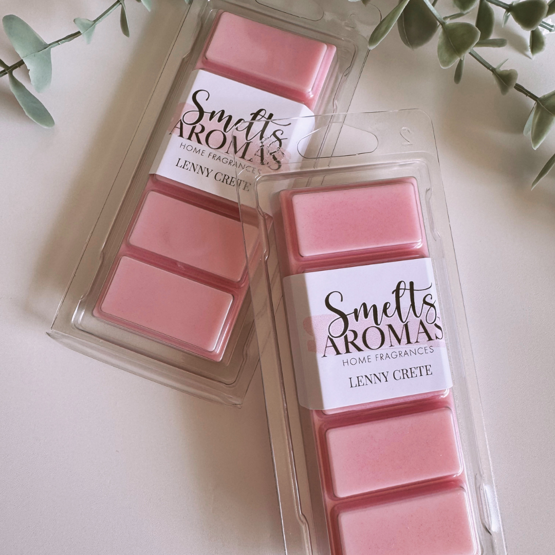 Lenny Crete Wax Melt by Smelts Aromas featuring bougainvillea, violet and fresh linen Mediterranean-inspired home fragrance.