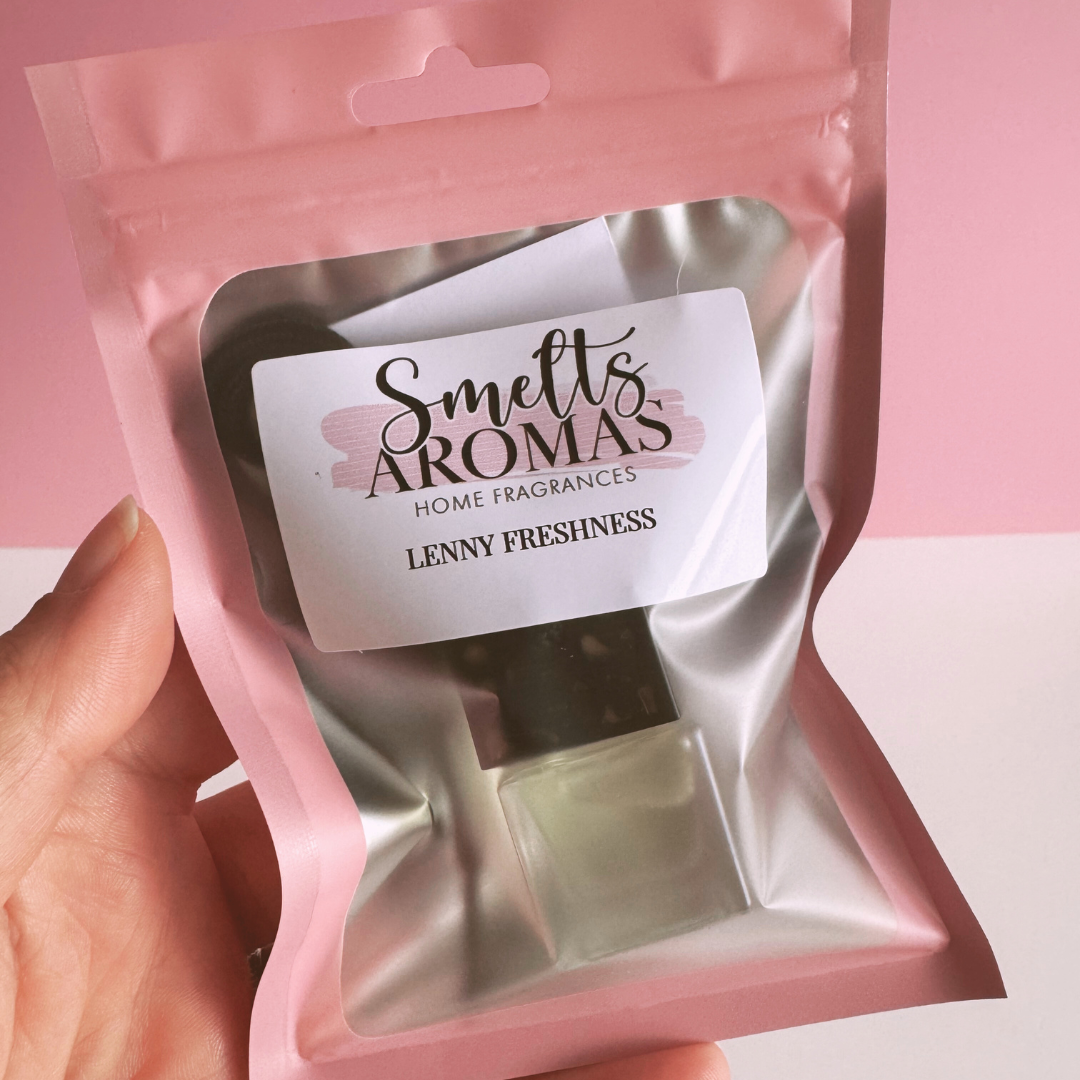 Lenny Freshness Car Perfume by Smelts Aromas – orange blossom, apple, violet and lily fresh car fragrance.