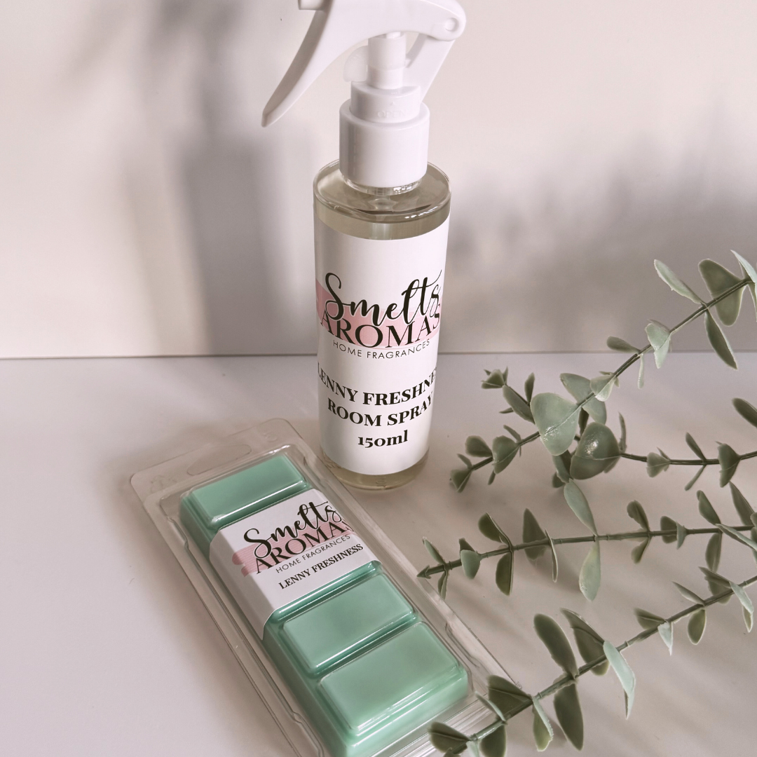 Lenny Freshness Room Spray & Wax Melt by Smelts Aromas – fruity floral orange blossom, apple, violet and lily home fragrance spray.