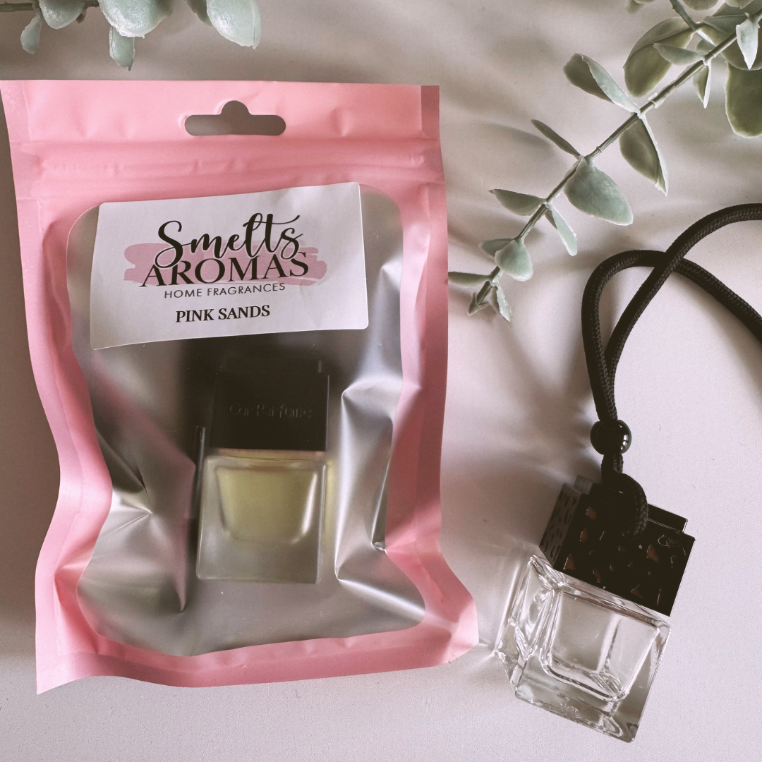 Pink Sands Car Perfume by Smelts Aromas – sweet florals, citrus fruits and spicy vanilla car fragrance