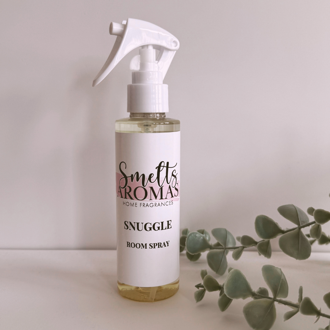Snuggle Room Spray by Smelts Aromas – fruity floral bergamot and soft musk home fragrance.