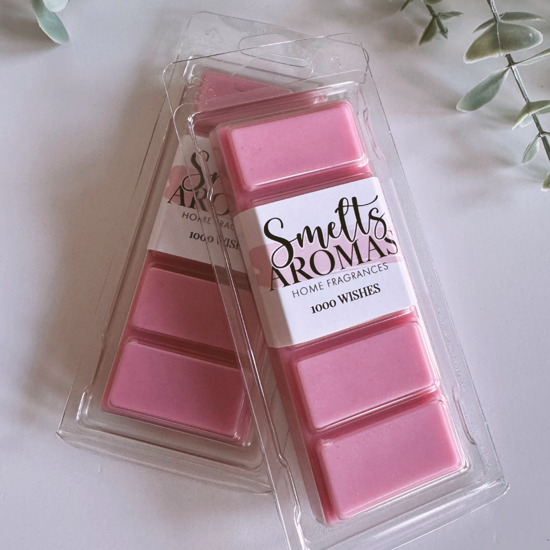 1000 Wishes Wax Melt by Smelts Aromas – handmade sparkling floral and amber wax melt with notes of quince, champagne, peony, and musk.