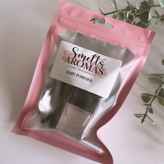 Baby Powder Car Perfume by Smelts Aromas – handmade car air freshener with rose, jasmine, geranium, and powdery fragrance for a clean, comforting scent.