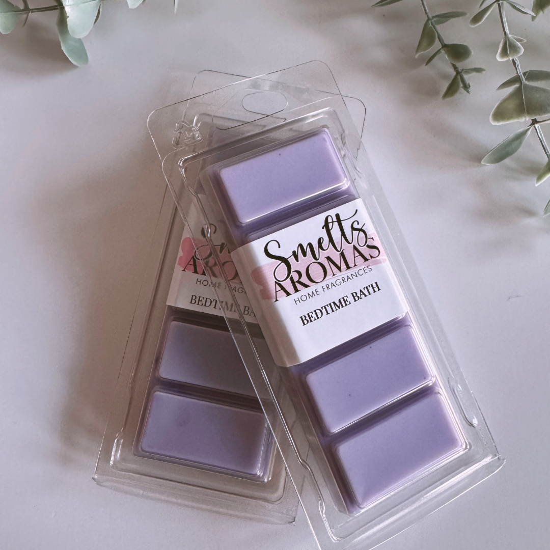 Bedtime Bath Wax Melt by Smelts Aromas – handmade relaxing wax melt with lavender, chamomile, mandarin, and musk fragrance for a soothing bedtime scent.