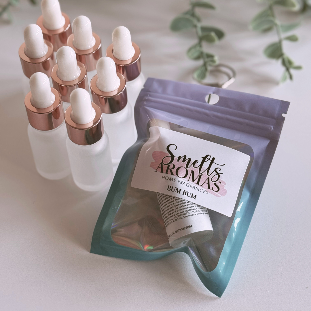 Bum Bum Fragrance Oil by Smelts Aromas – handmade tropical fruity fragrance oil with coconut, peach, jasmine, and vanilla for a warm, exotic home scent.