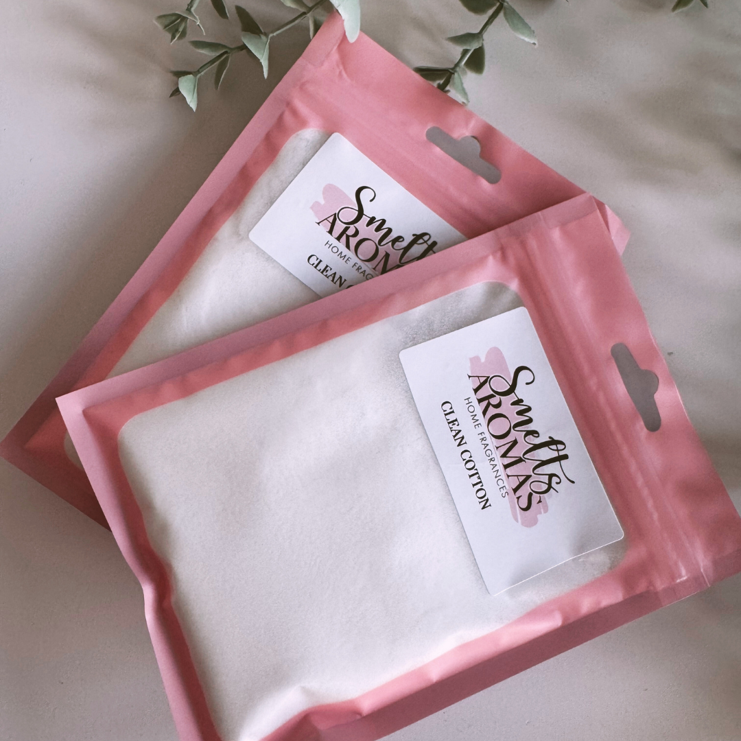 Clean Cotton Carpet Freshener by Smelts Aromas – handmade fresh linen and floral fragrance with violet, jasmine, and orange blossom for a clean home scent.