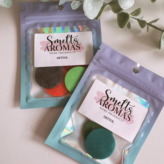 Dettol Hoover Discs by Smelts Aromas – handmade vacuum fragrance discs with pine, citrus, eucalyptus and herbal notes for a clean, fresh home scent.
