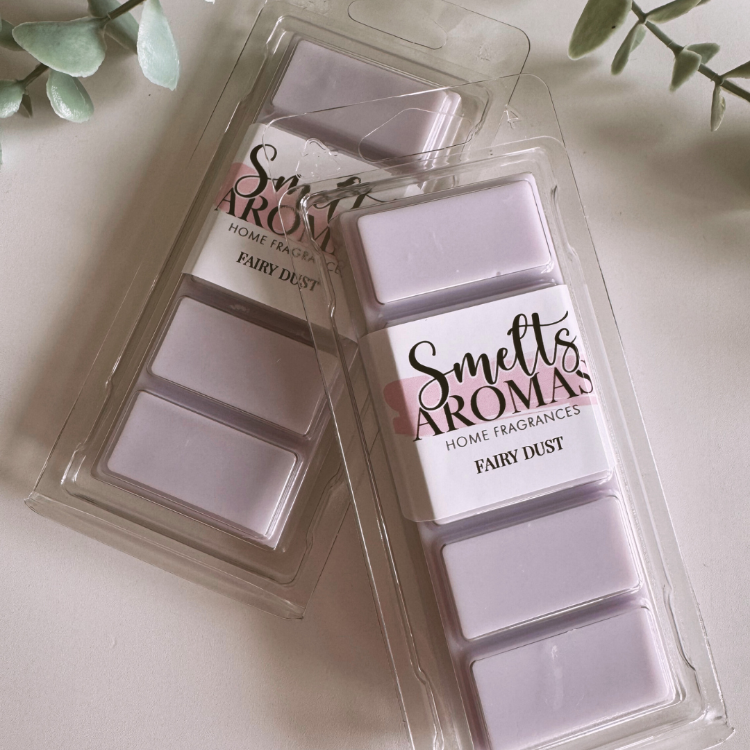 Fairy Dust Wax Melt by Smelts Aromas – handmade floral and oriental wax melt with bergamot, lily, rose, vanilla, and amber for a warm, magical home fragrance.