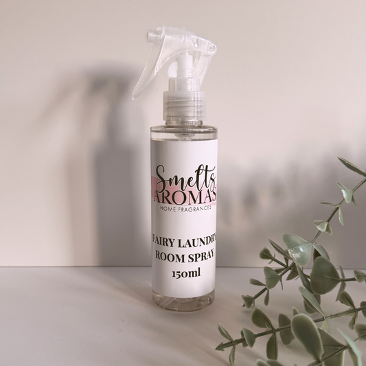 Fairy Laundry Room Spray by Smelts Aromas – handmade floral spray with white lily, neroli, and iris for a clean, elegant laundry-fresh home fragrance.