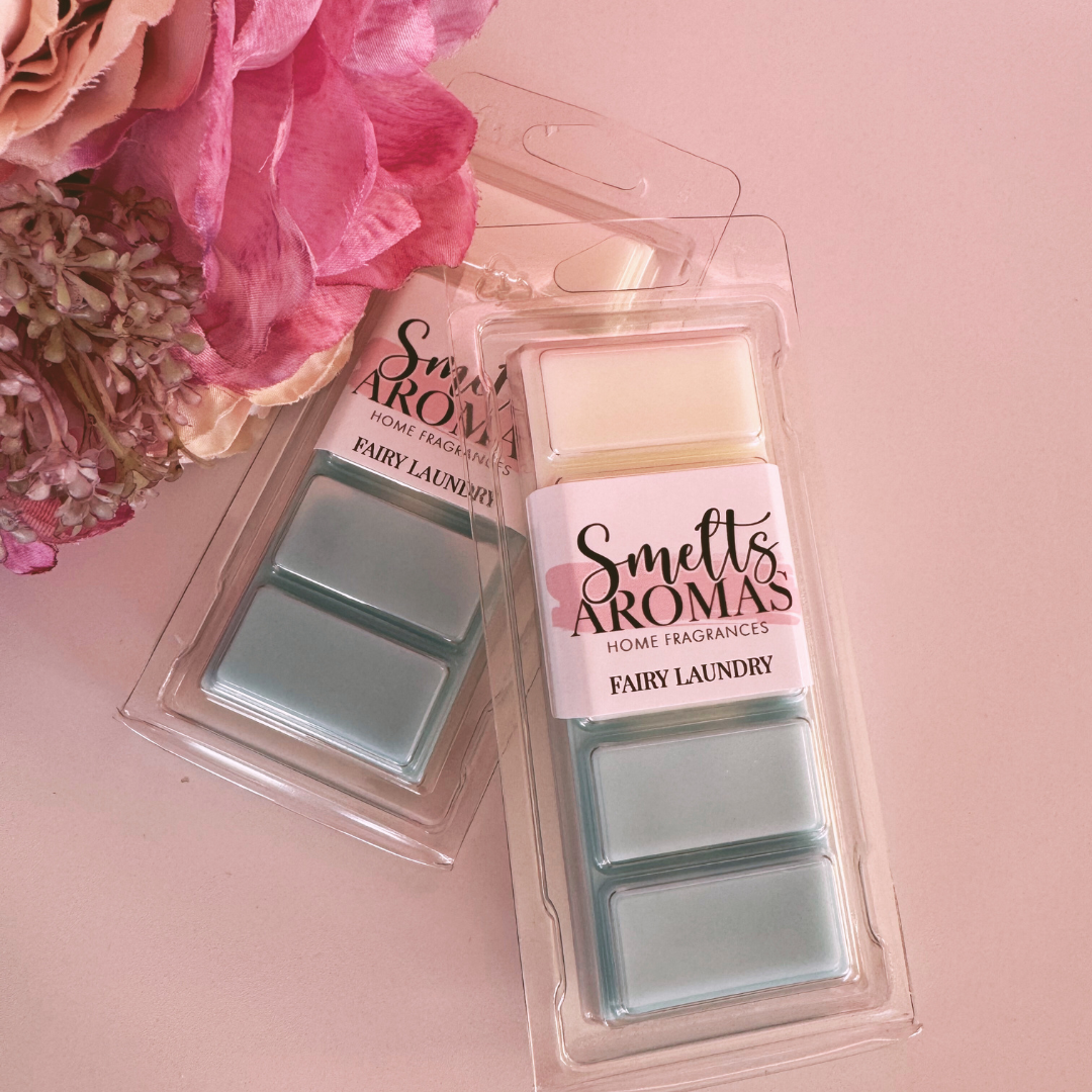 Fairy Laundry Wax Melt by Smelts Aromas – handmade fresh laundry-inspired wax melt with white lily, neroli, and iris for a clean, elegant home fragrance.
