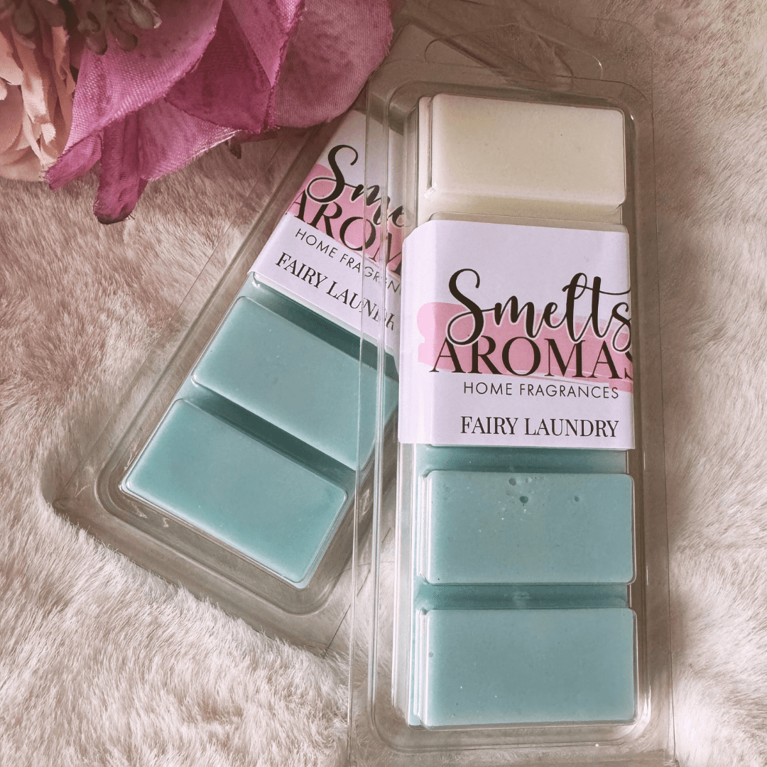 Fairy Laundry Wax Melt by Smelts Aromas – handmade fresh laundry-inspired wax melt with white lily, neroli, and iris for a clean, elegant home fragrance.