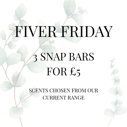 Fiver Friday Deal by Smelts Aromas – 3 random bestselling wax melt snap bars for £5, handmade home fragrance special offer.