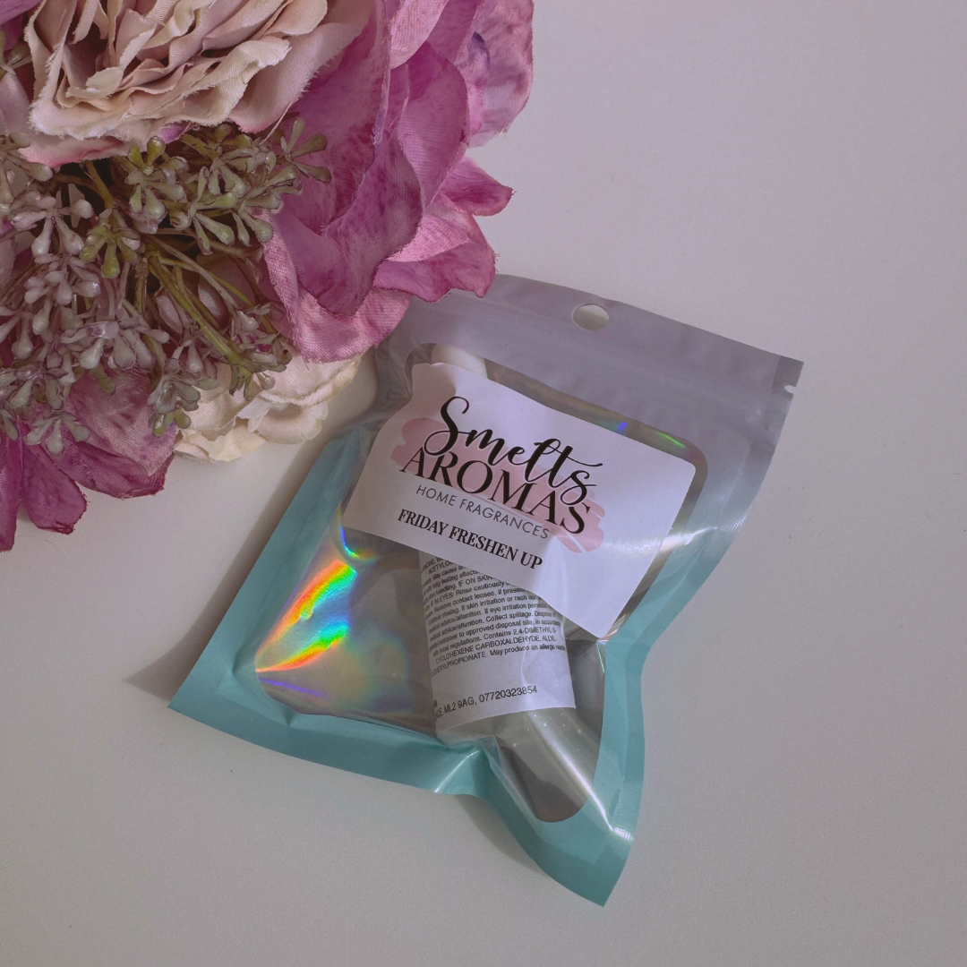 Friday Freshen Up Fragrance Oil by Smelts Aromas – handmade clean floral fragrance with bergamot, freesia, jasmine, and sandalwood for a fresh, weekend-ready home scent.