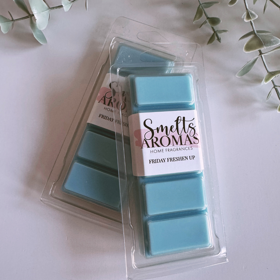 Friday Freshen Up Wax Melt by Smelts Aromas – clean floral home fragrance with bergamot, freesia, jasmine and sandalwood for a fresh, uplifting scent.