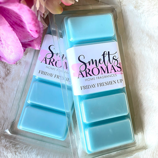 Friday Freshen Up Wax Melt by Smelts Aromas – clean floral home fragrance with bergamot, freesia, jasmine and sandalwood for a fresh, uplifting scent.