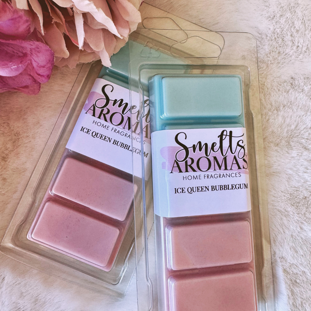 Ice Queen Bubblegum Wax Melt by Smelts Aromas – sweet bubblegum, candy floss, pear drops, vanilla and mint home fragrance.
