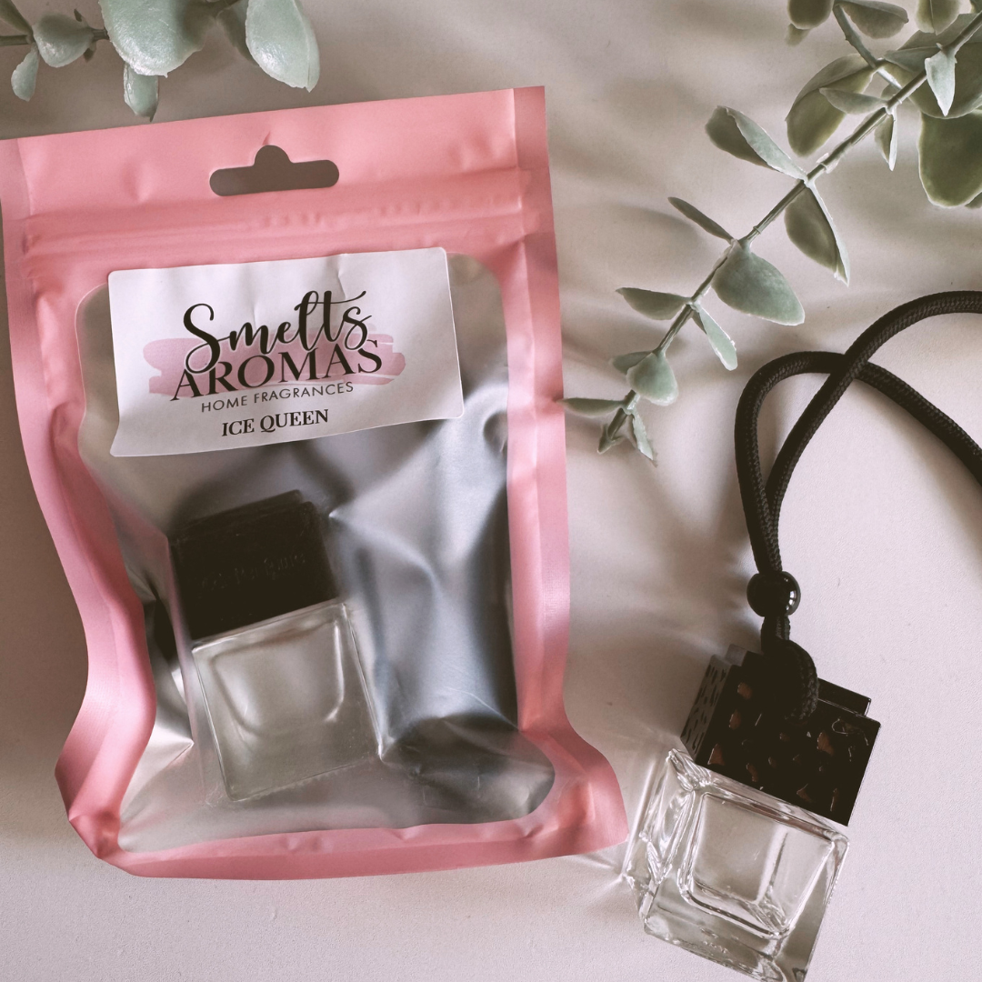 Ice Queen Car Perfume by Smelts Aromas – sweet pear, cotton candy, vanilla and cherry car fragrance with bubblegum-style aroma.