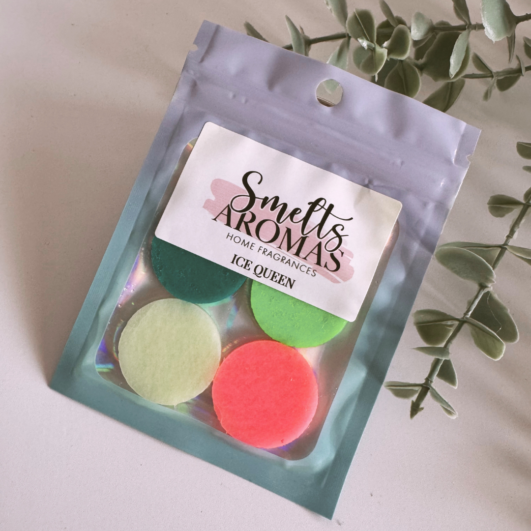 Ice Queen Hoover Discs by Smelts Aromas – sweet pear, cotton candy, vanilla and cherry vacuum fresheners with bubblegum-style fragrance