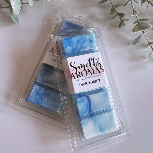Invictorius Wax Melt by Smelts Aromas – masculine marine, grapefruit, patchouli and ambergris home fragrance.