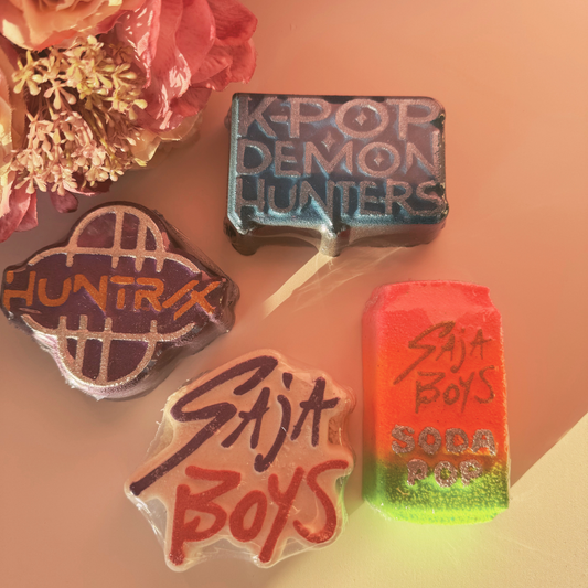K-Pop Bath Bombs – colourful fizzy bath bombs in four scents and designs by Smelts Aromas.