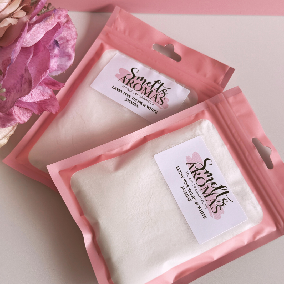 Lenny Pink Tulips & White Jasmine Carpet Freshener – clean floral orchard fruit carpet scent by Smelts Aromas.