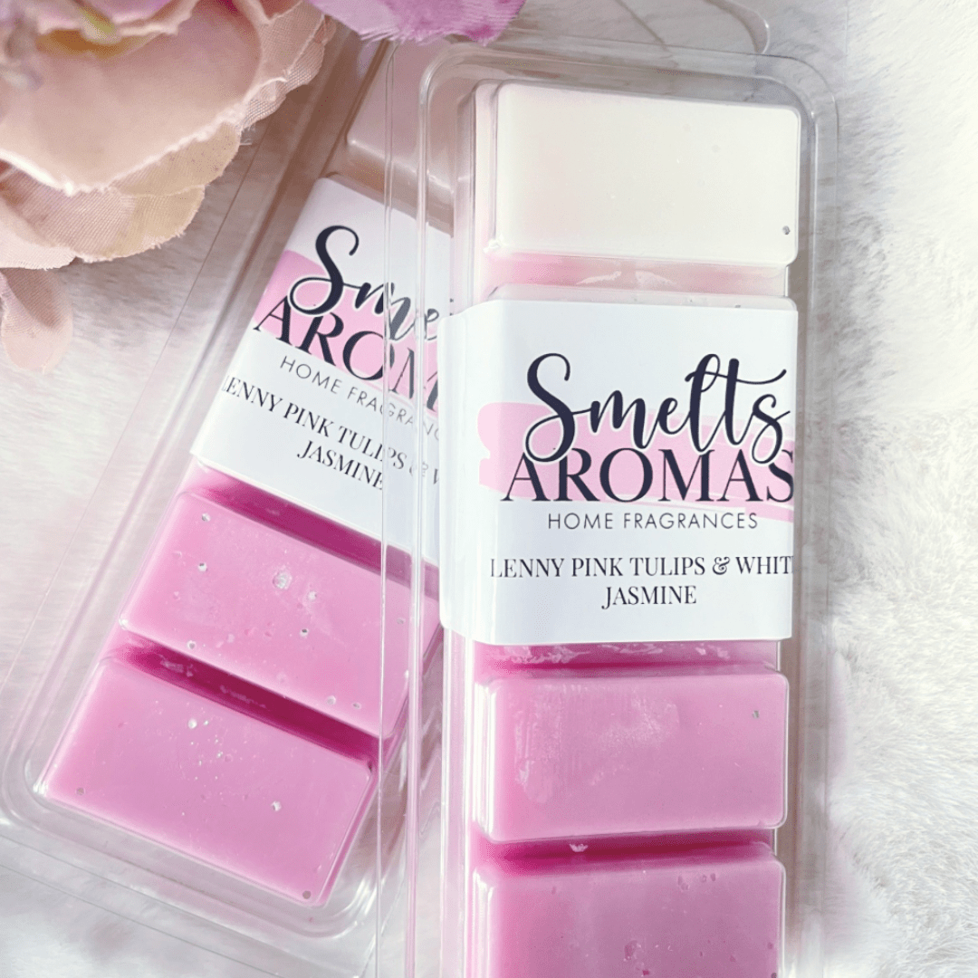 Lenny Pink Tulips & White Jasmine Wax Melt – fruity floral orchard fruit, tulip and jasmine home fragrance wax melt.