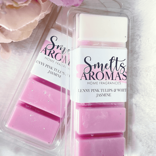 Lenny Pink Tulips & White Jasmine Wax Melt – fruity floral orchard fruit, tulip and jasmine home fragrance wax melt.