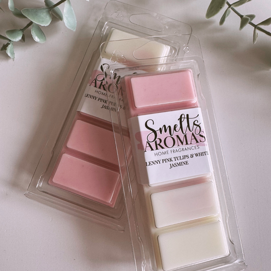 Lenny Pink Tulips & White Jasmine Wax Melt – fruity floral orchard fruit, tulip and jasmine home fragrance wax melt.