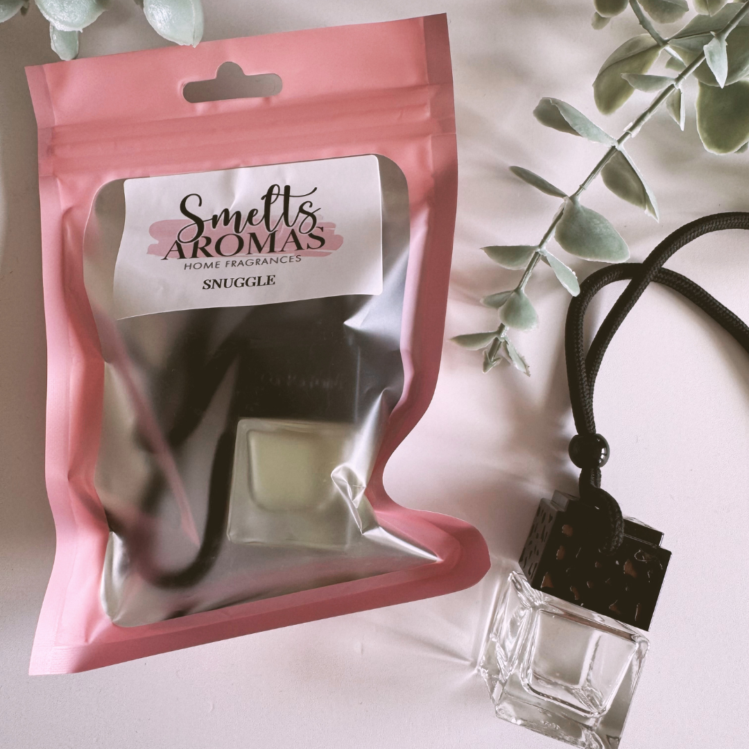Snuggle Car Perfume by Smelts Aromas – fruity floral bergamot and soft musk car fragrance.